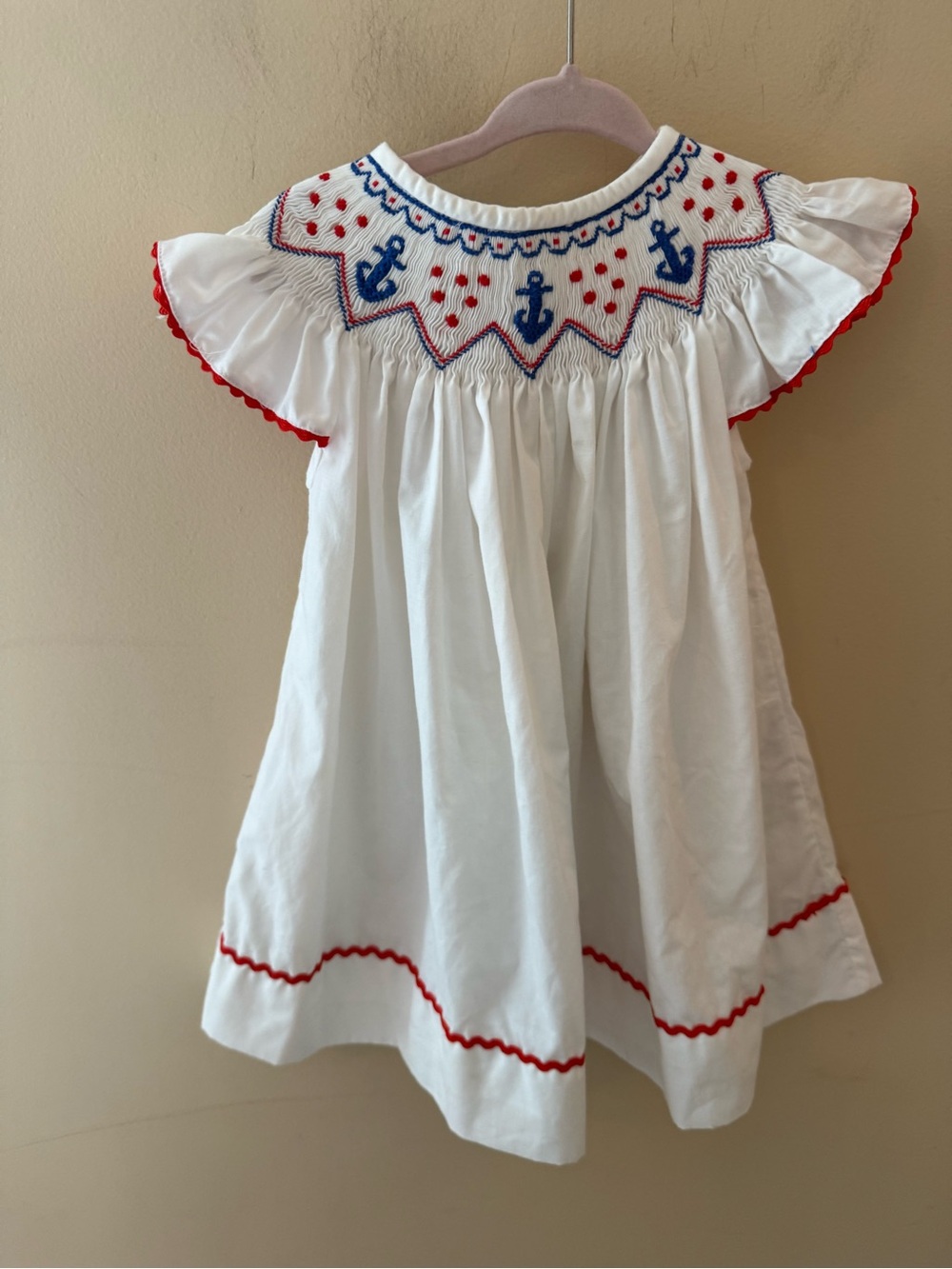 Smockingbird Patriotic nautical anchors dress size 18 months